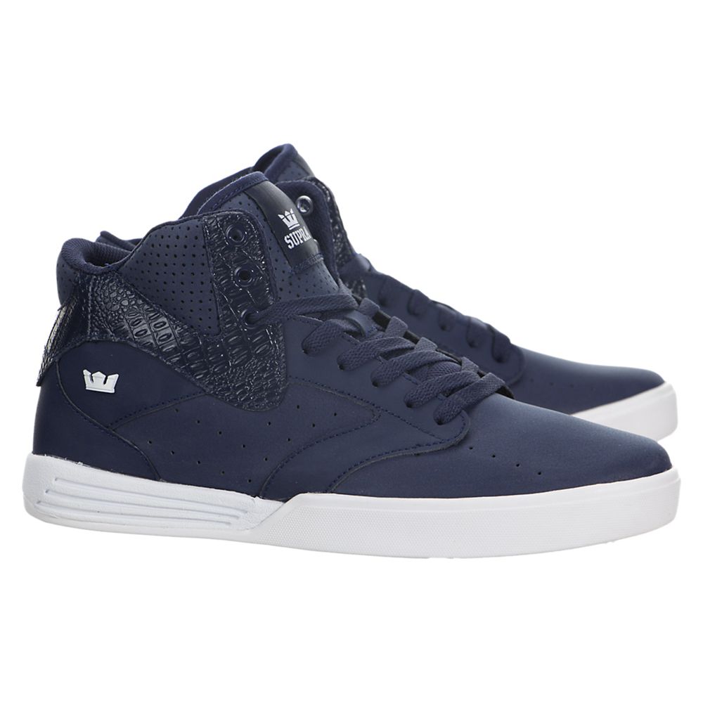 Chaussures de Skate Supra Khan Bleu Marine Navy/White Homme | LED-94980096